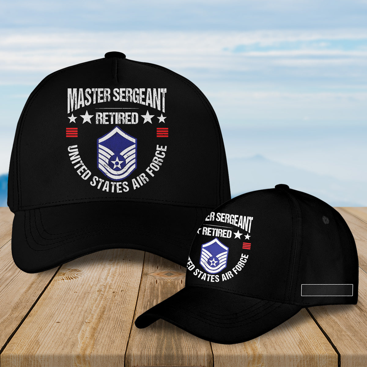 Custom Name US Air Force Master Sergeant Retired Baseball Cap