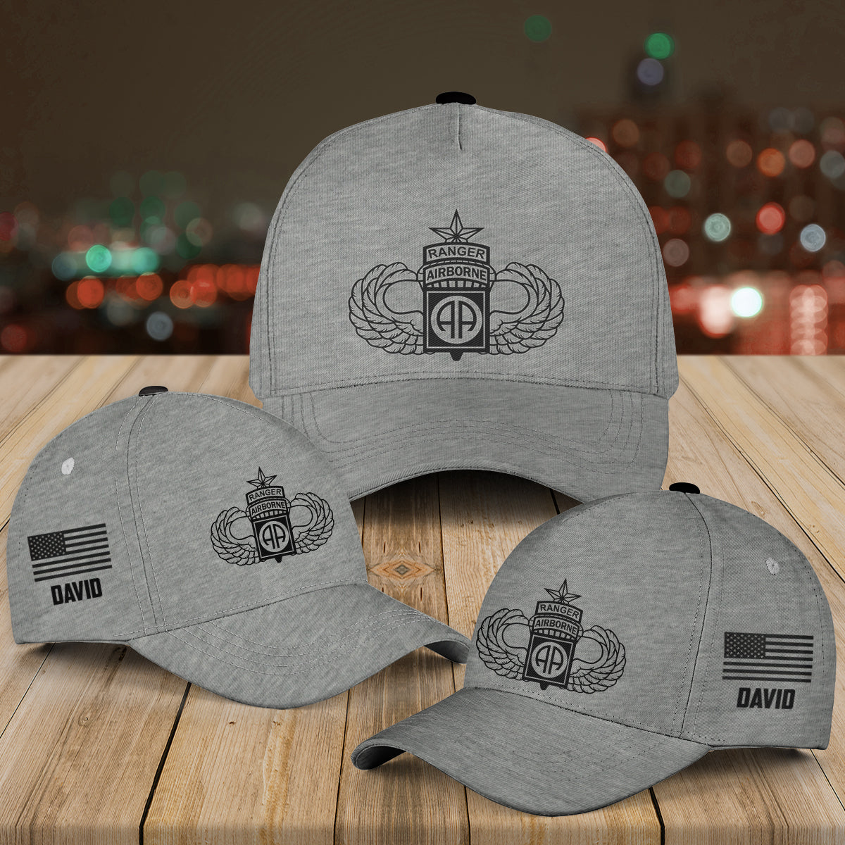 Custom Name US Army 82nd Airborne Ranger Senior Baseball Cap