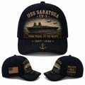 USS Saratoga CV-3 Baseball Cap From Pearl To The Pacific WWII Navy Hat