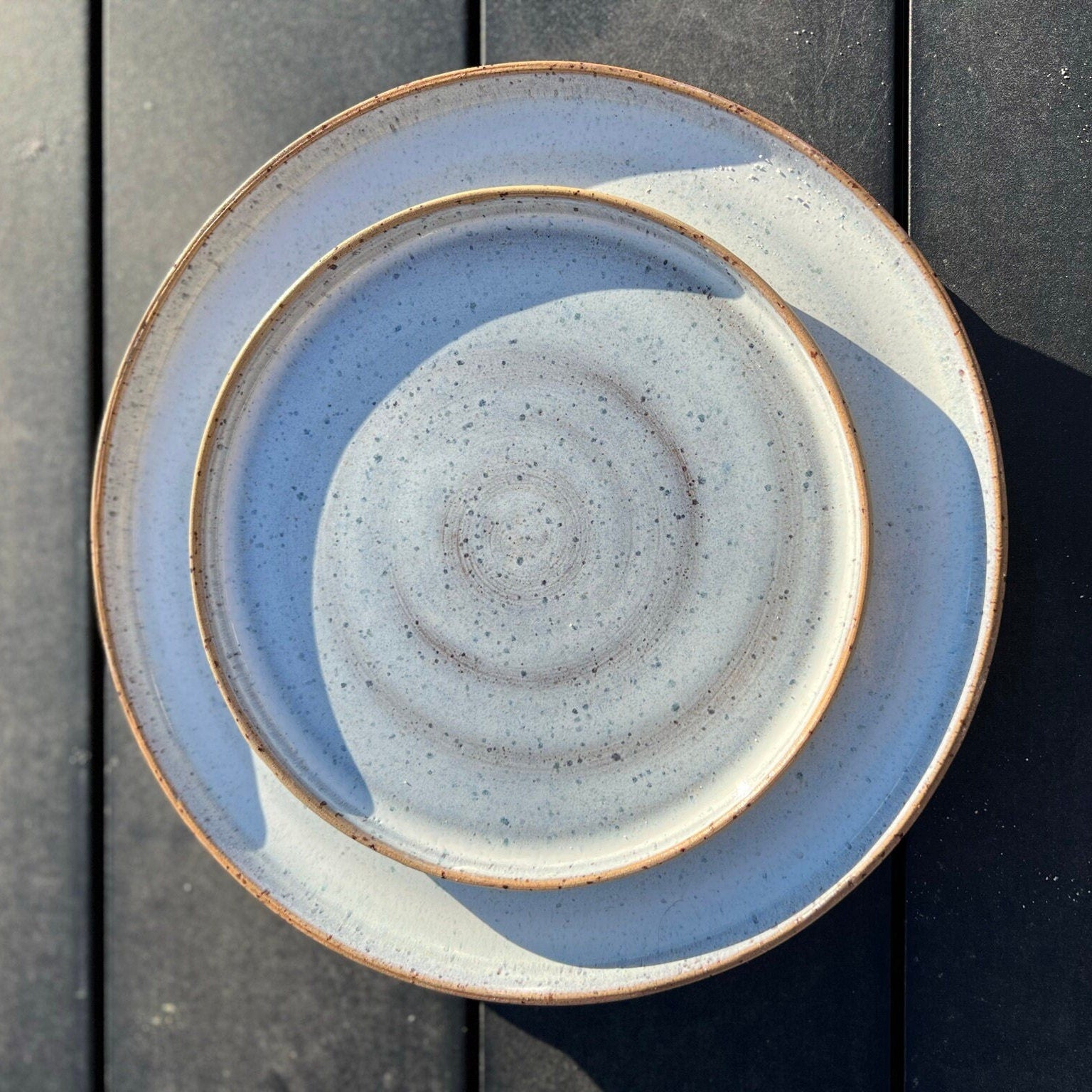 Handmade Thrown Speckled Stoneware Dinner Service, Plates And Bowls, Glazed In Soft Gem Shades, Unique, Organic And Beautiful! Made To Order