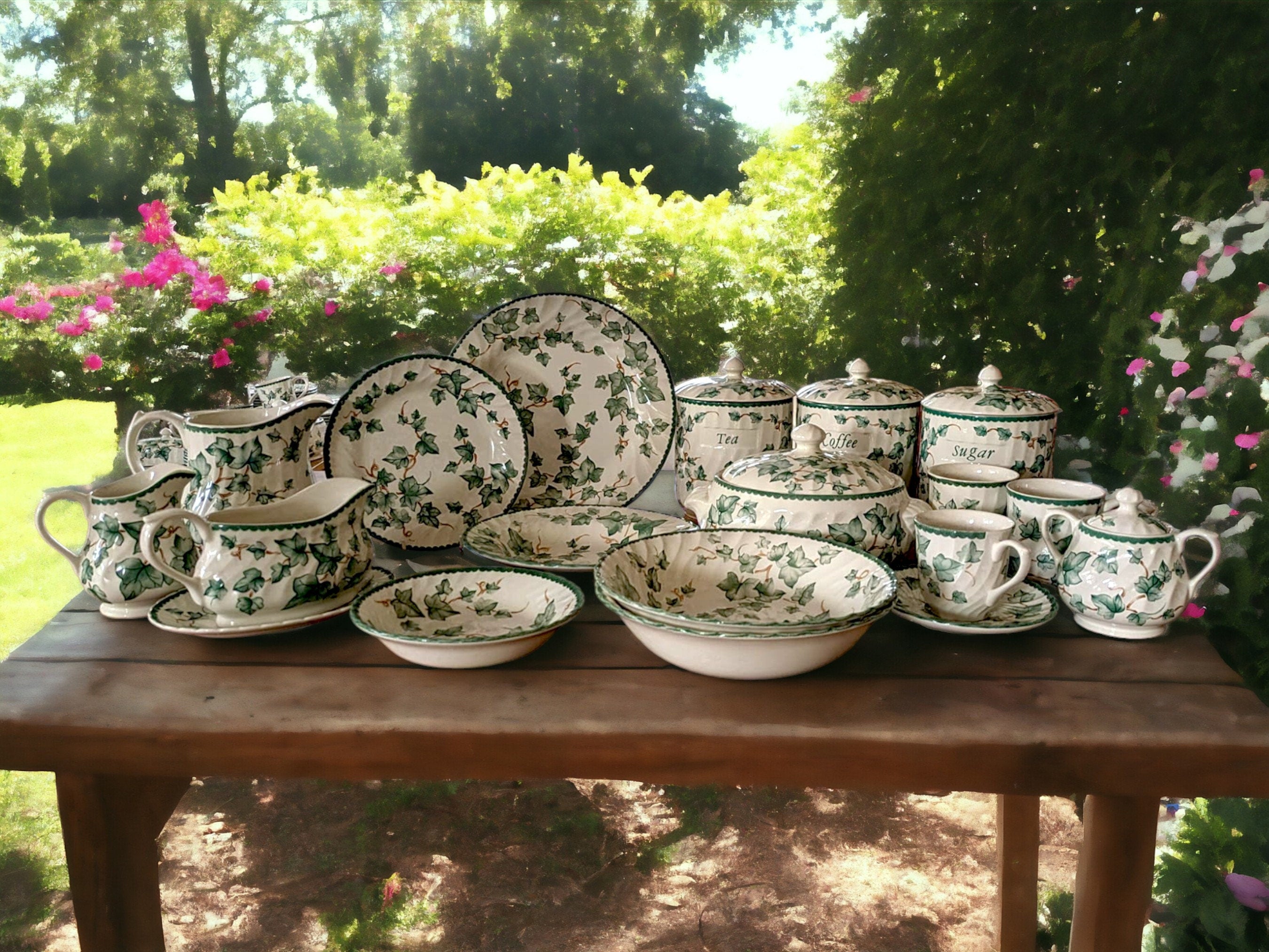 Vintage Bhs Country Vine Dinnerware: Green Ivy China