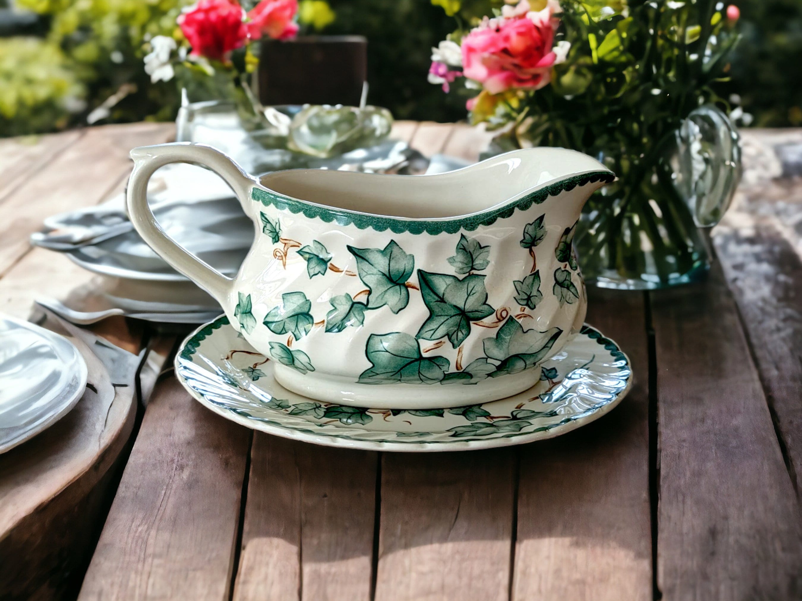 Vintage Bhs Country Vine Dinnerware: Green Ivy China