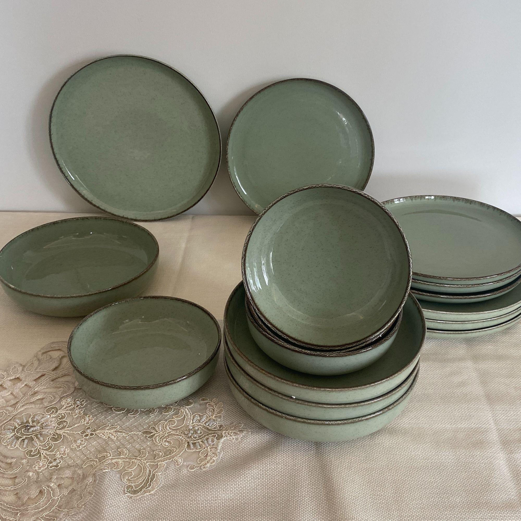 Green Porcelain Dinnerware Set: Table Setting For 1-12 Persons