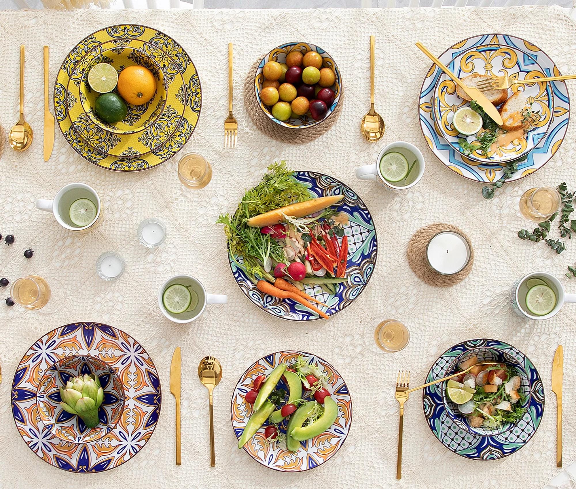 Porcelain dinnerware set – 16/32/48 pieces including plates, bowls and cups