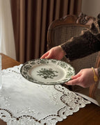 Porcelain Dinnerware Set Antique Green 24-piece | 6 Person Premium Floral Plates & Bowls