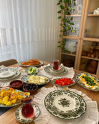 Porcelain Dinnerware Set Antique Green 24-piece | 6 Person Premium Floral Plates & Bowls
