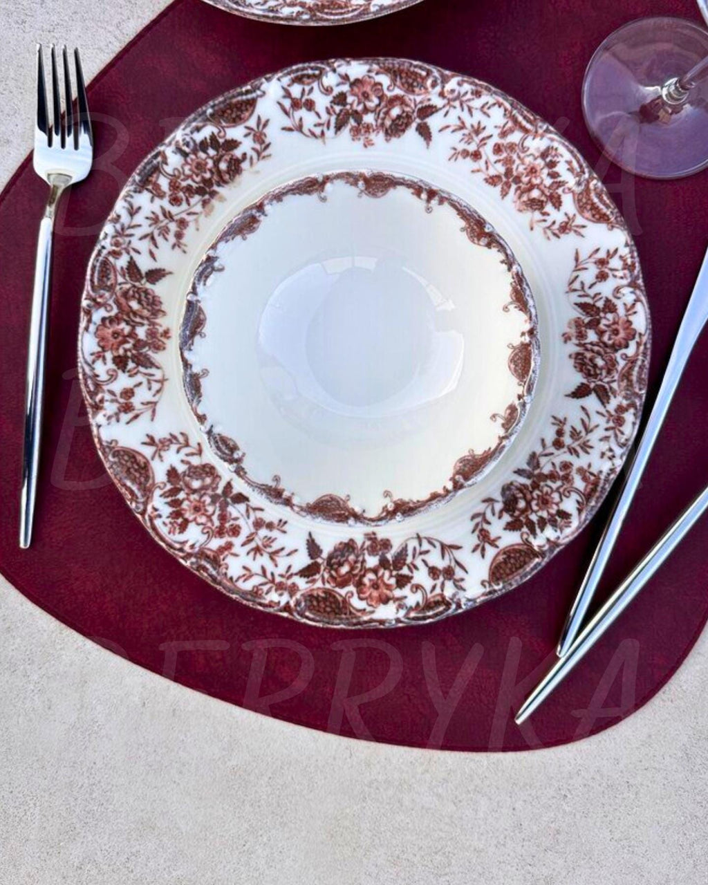 Porcelain Dinnerware Set Antique Green 24-piece | 6 Person Premium Floral Plates & Bowls