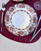 Porcelain Dinnerware Set Antique Green 24-piece | 6 Person Premium Floral Plates & Bowls