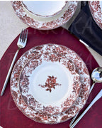 Porcelain Dinnerware Set Antique Green 24-piece | 6 Person Premium Floral Plates & Bowls