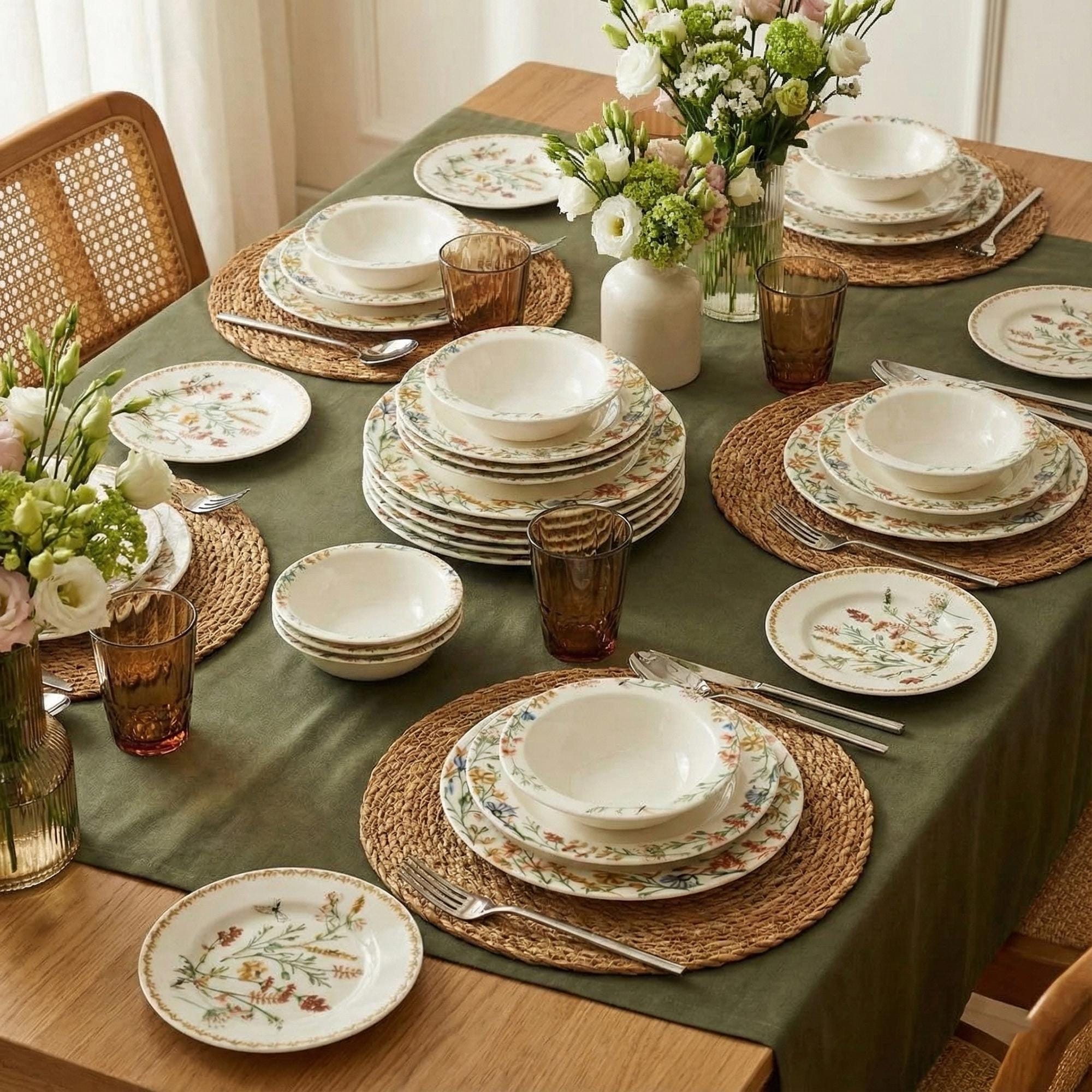 Vintage Porcelain Dinnerware Set – Multi Color Floral China, Microwave & Dishwasher Safe
