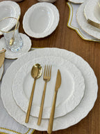 Porcelain Dinnerware Set For 12 People | Gold Trim Luxury Tablewares