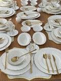 Porcelain Dinnerware Set For 12 People | Gold Trim Luxury Tablewares