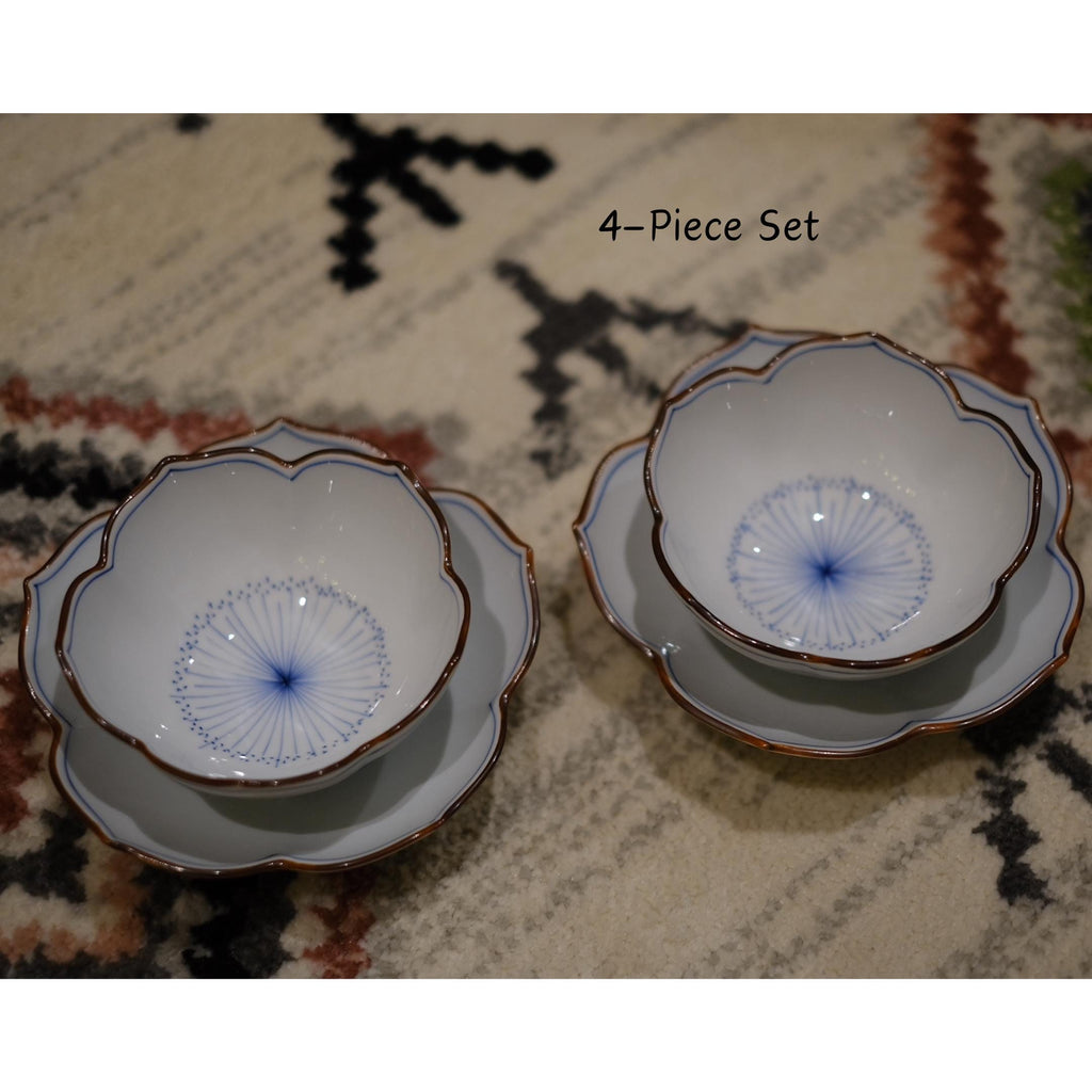 Hand Painted Hasami Ware Bellflower Plate & Bowl | Koringama | Japanese Porcelain Tableware | Handmade In Japan