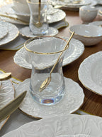 Porcelain Dinnerware Set For 12 People | Gold Trim Luxury Tablewares