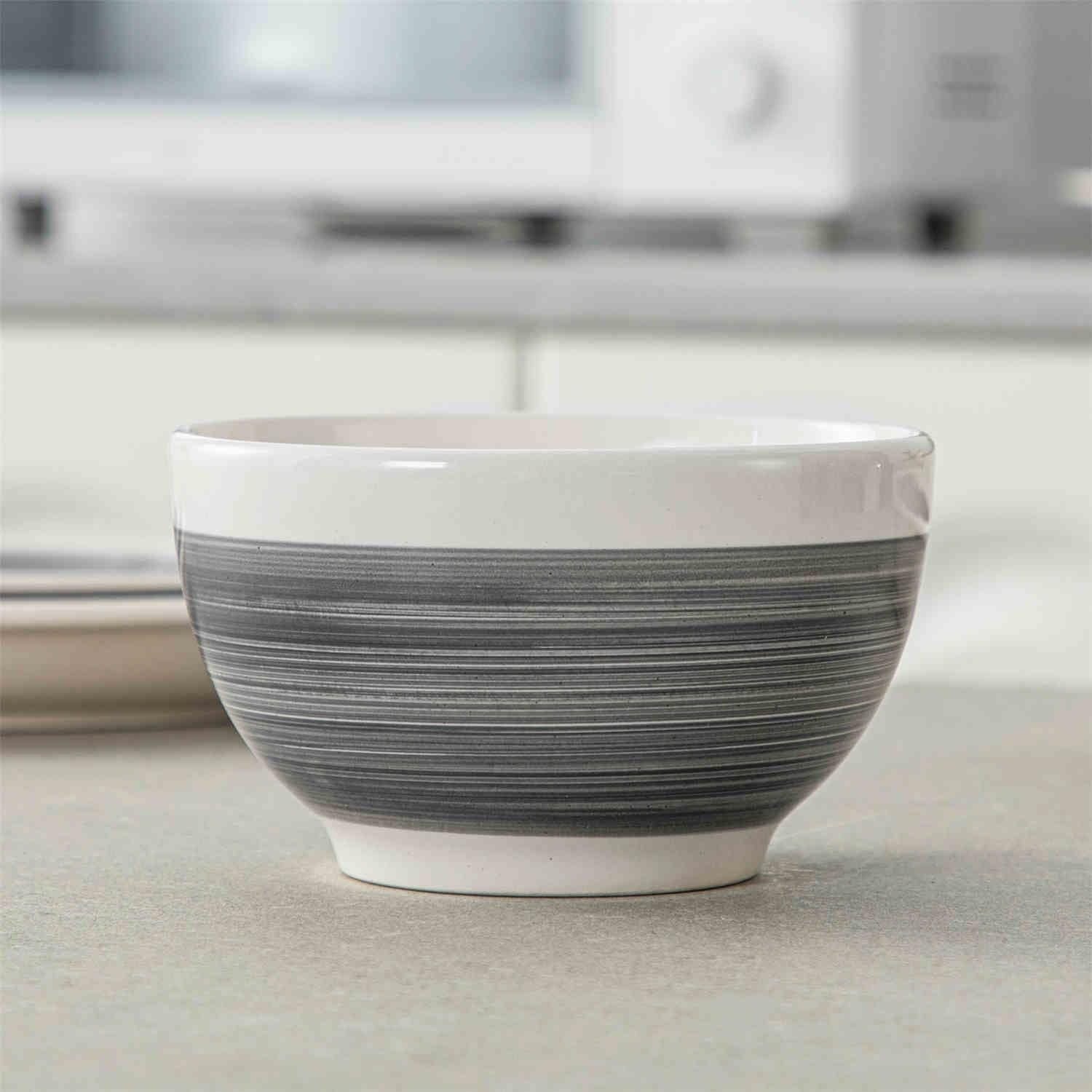 Grey and White Stoneware Dinnerware Set – 16/32/48 Pc Plates & Bowls