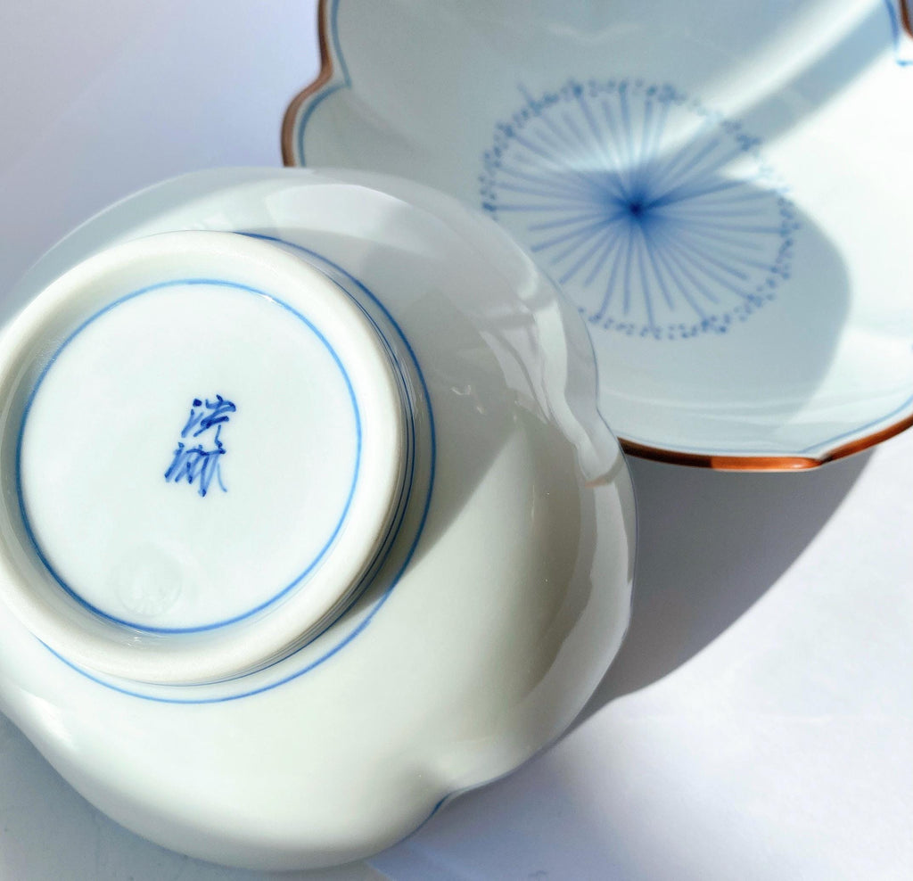 Hand Painted Hasami Ware Bellflower Plate & Bowl | Koringama | Japanese Porcelain Tableware | Handmade In Japan
