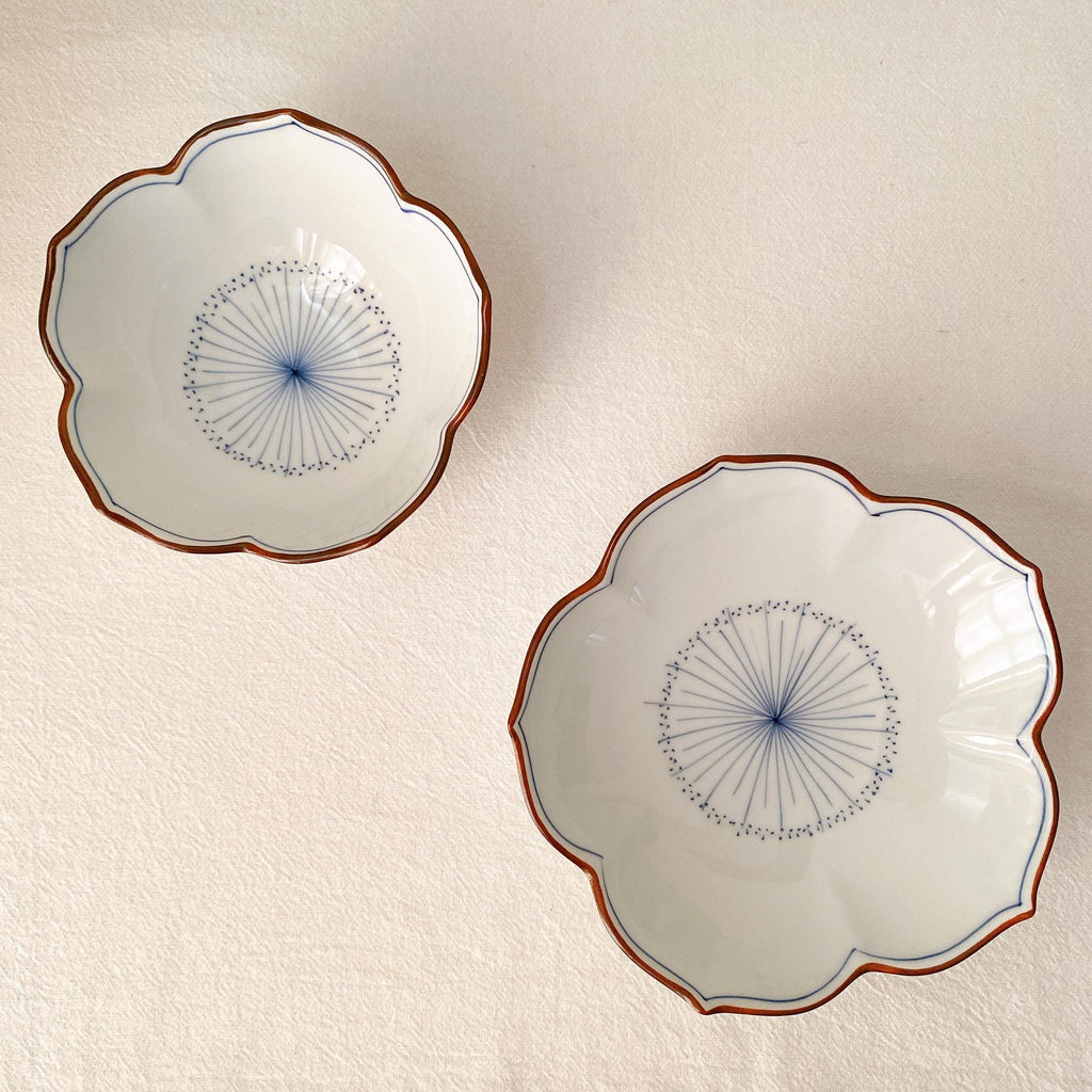 Hand Painted Hasami Ware Bellflower Plate & Bowl | Koringama | Japanese Porcelain Tableware | Handmade In Japan