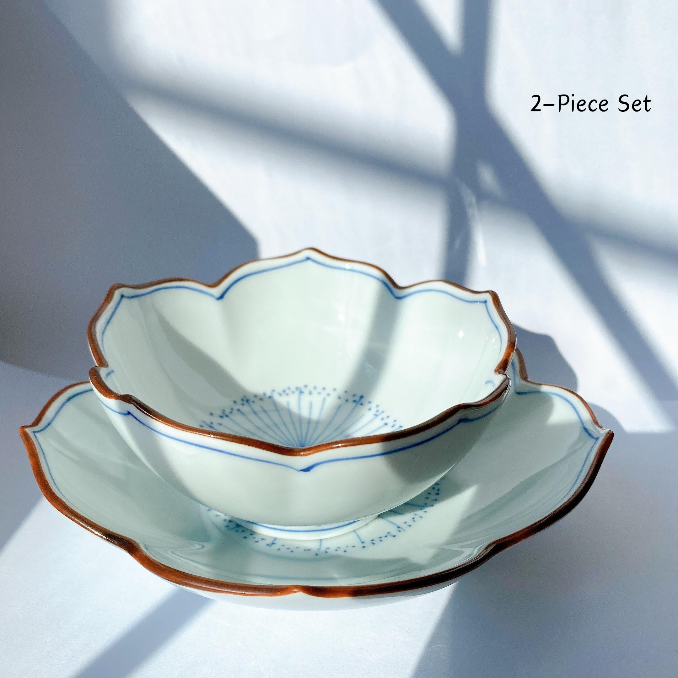 Hand Painted Hasami Ware Bellflower Plate & Bowl | Koringama | Japanese Porcelain Tableware | Handmade In Japan