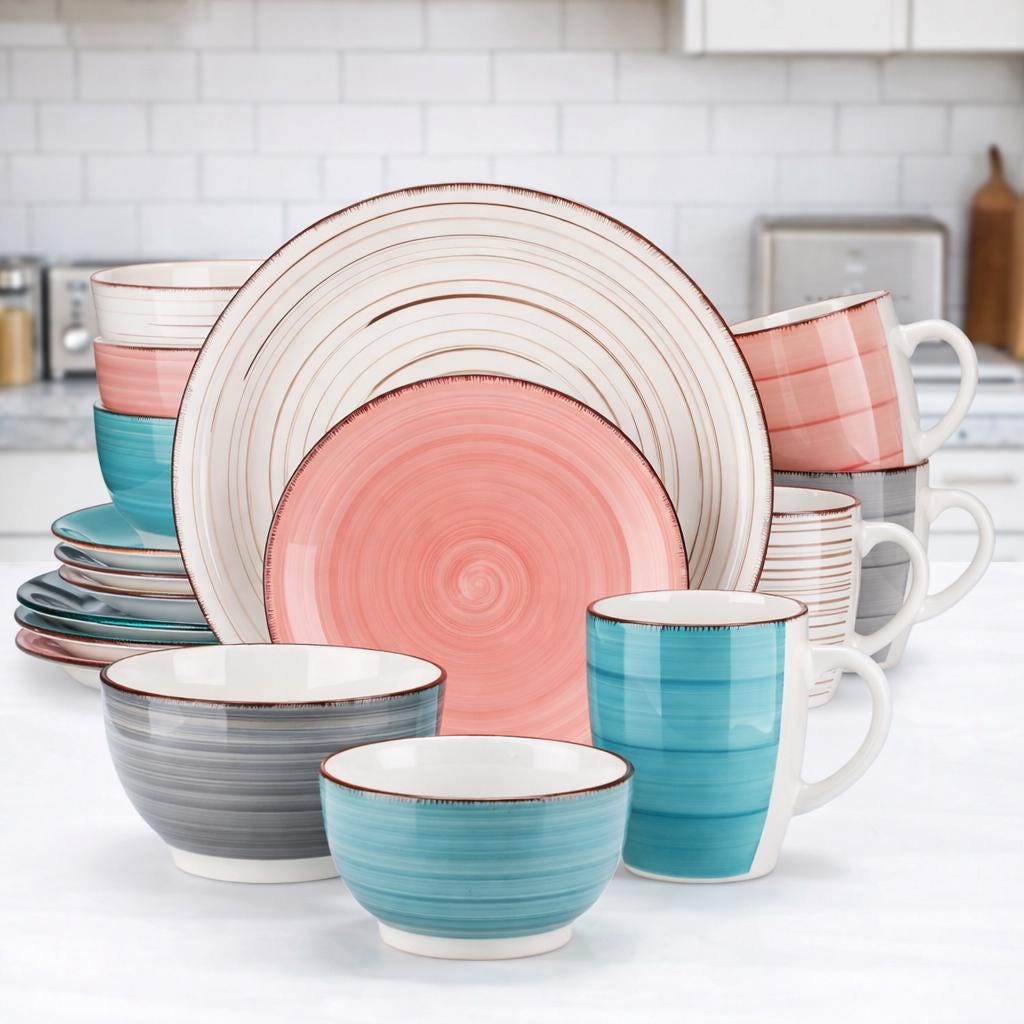 Assorted Porcelain Dinnerware Set – 16/32/48 Pc Vintage Plates, Bowls & Mugs