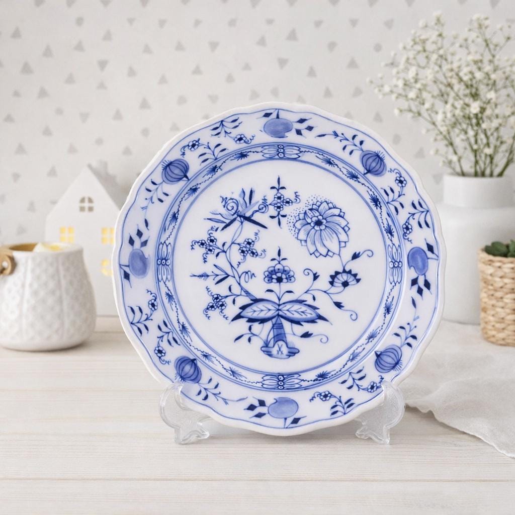 Rare Meissen Blue Onion Dinner Plate – 25 Cm, 1950s, Vintage German Porcelain