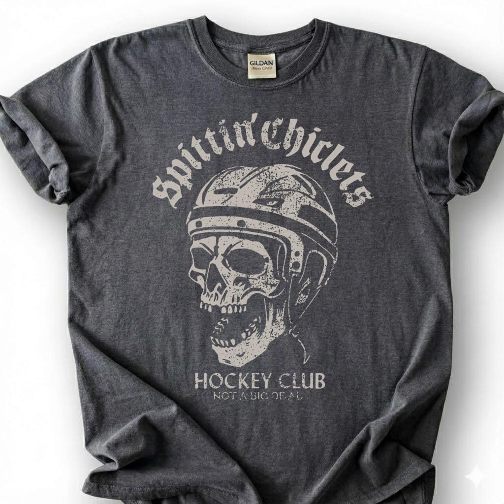 Hockey Skull Helmet Shirt, Vintage Hockey Club T-Shirt, Ice Hockey Skeleton Tee, Retro Distressed Hockey Gift, Losing Teeth Hockey