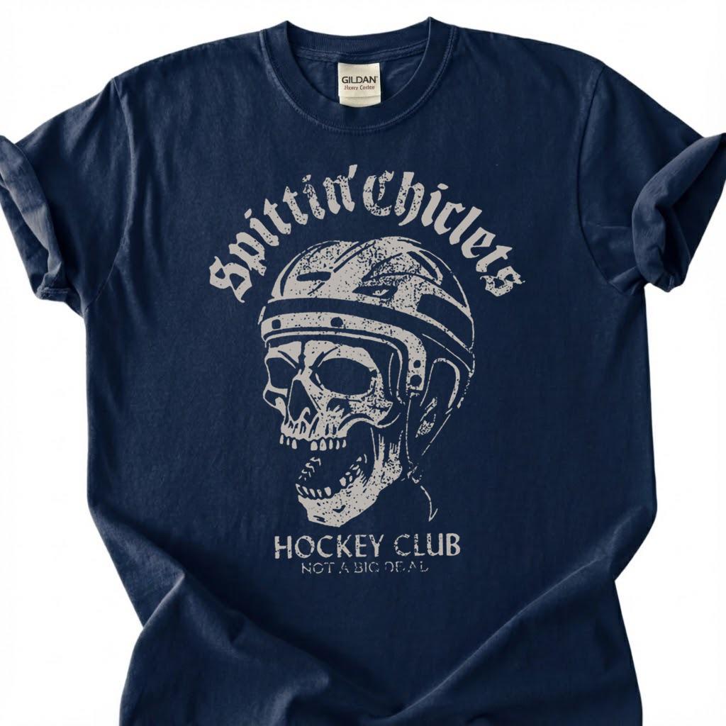 Hockey Skull Helmet Shirt, Vintage Hockey Club T-Shirt, Ice Hockey Skeleton Tee, Retro Distressed Hockey Gift, Losing Teeth Hockey