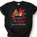 Cardinal Bird Heart Heaven Shirt, Watercolor Memorial Tribute Tee, Grieving Loved One Remembrance T-Shirt, Red Cardinal Sympathy Top