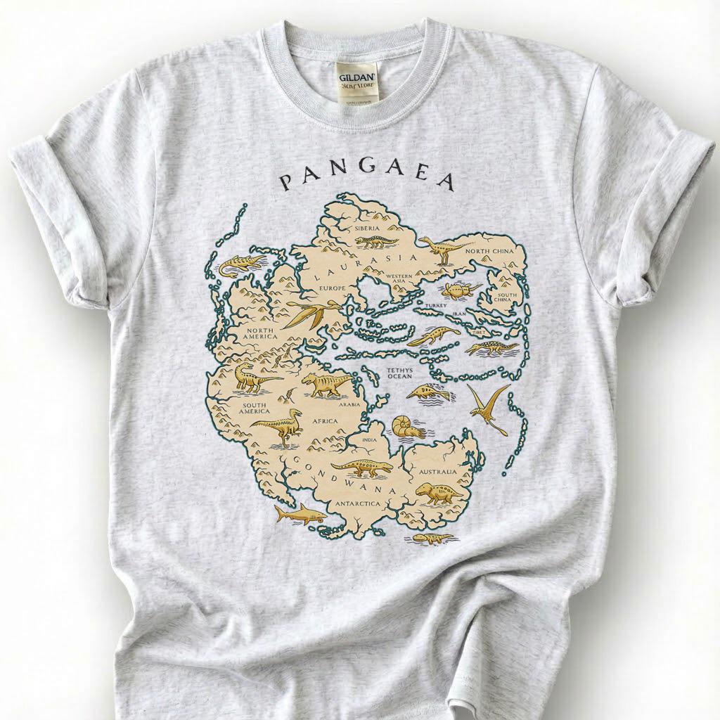 Pangaea Supercontinent Map Shirt, Dinosaur Fossil Ancient Earth Tee, Geology Paleontology T-Shirt, Prehistoric World Science Lover Gift