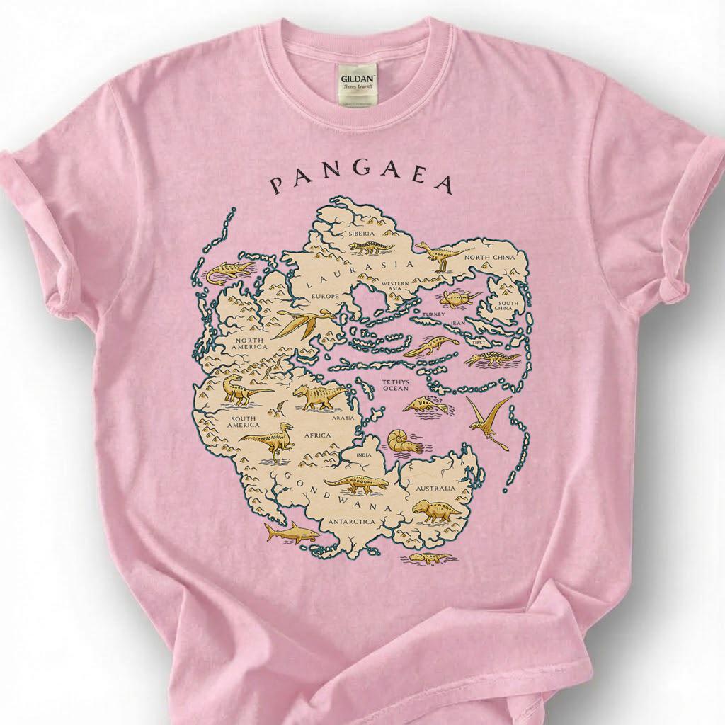 Pangaea Supercontinent Map Shirt, Dinosaur Fossil Ancient Earth Tee, Geology Paleontology T-Shirt, Prehistoric World Science Lover Gift