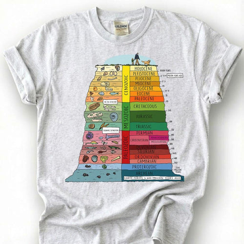 Colorful Geologic Time Scale Shirt, Earth History Eras Fossil Chart Tee, Geology Paleontology T-Shirt, Science Student Graduation Gift