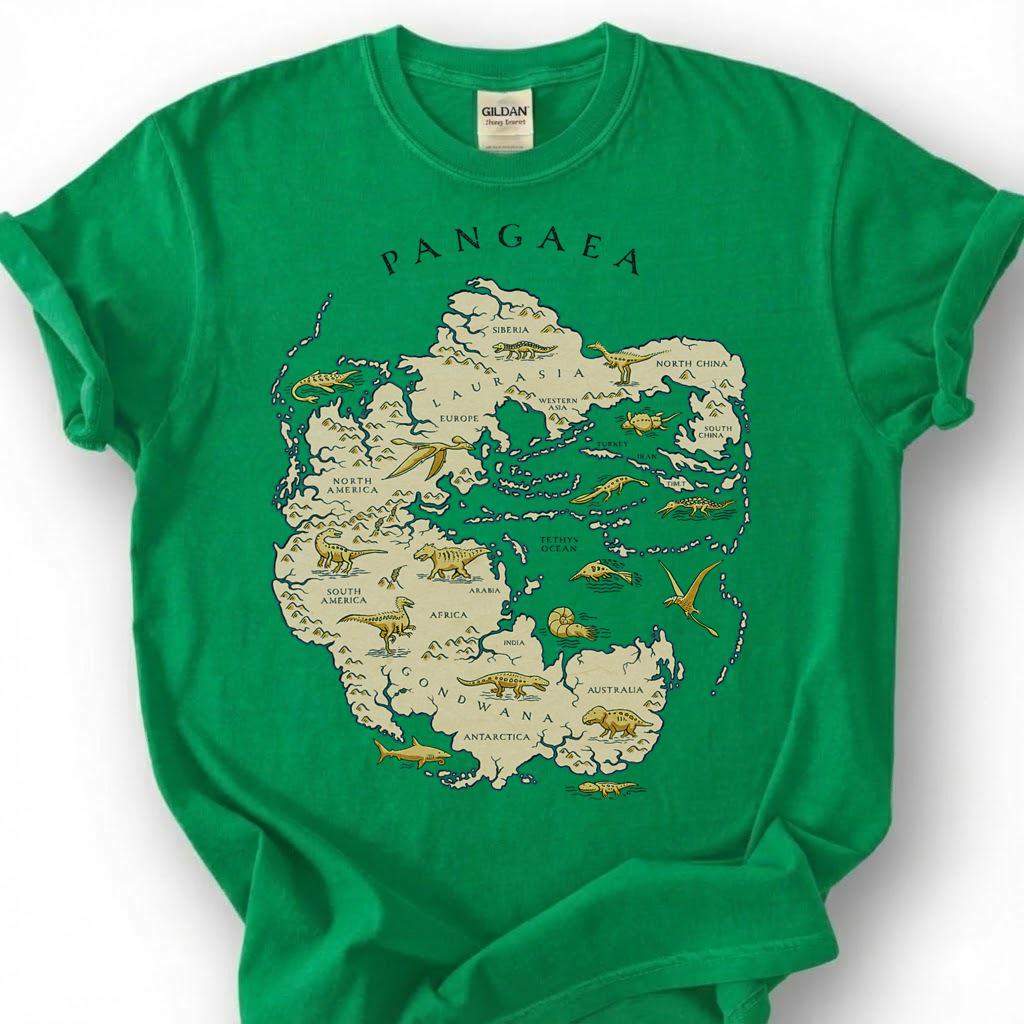 Pangaea Supercontinent Map Shirt, Dinosaur Fossil Ancient Earth Tee, Geology Paleontology T-Shirt, Prehistoric World Science Lover Gift