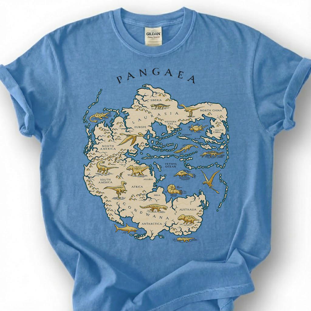 Pangaea Supercontinent Map Shirt, Dinosaur Fossil Ancient Earth Tee, Geology Paleontology T-Shirt, Prehistoric World Science Lover Gift