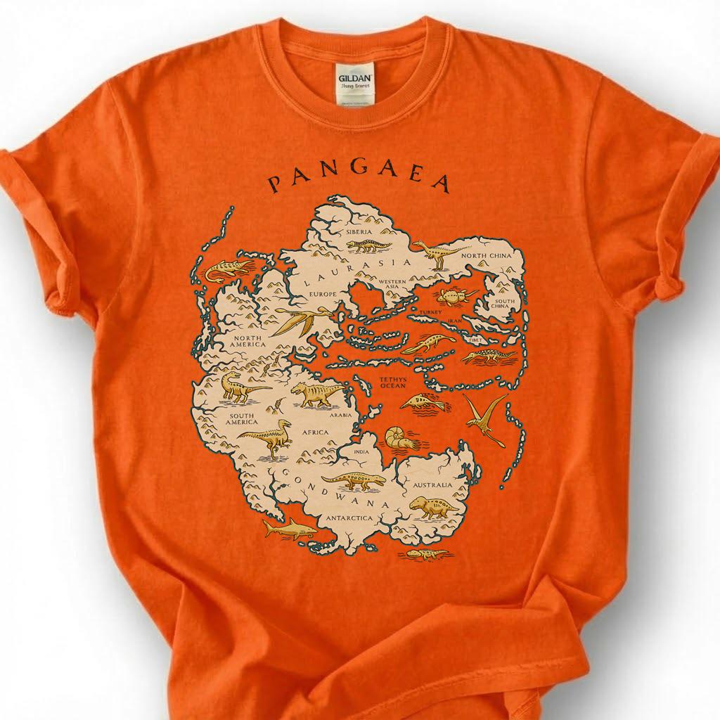 Pangaea Supercontinent Map Shirt, Dinosaur Fossil Ancient Earth Tee, Geology Paleontology T-Shirt, Prehistoric World Science Lover Gift