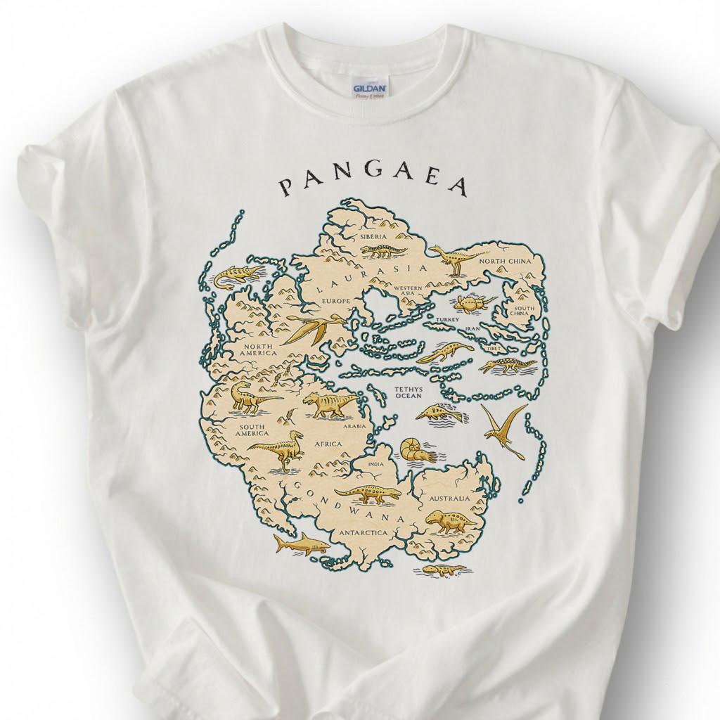 Pangaea Supercontinent Map Shirt, Dinosaur Fossil Ancient Earth Tee, Geology Paleontology T-Shirt, Prehistoric World Science Lover Gift