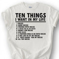 Ten Things I Want In My Life Rocks More Rocks Shirt, Geology Humor Checklist Tee, Rock Collector T-Shirt, Rockhound Earth Science Gift