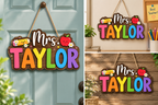 Personalized Wooden Teacher Name Sign – Colorful 3D Classroom Door Hanger – view 2