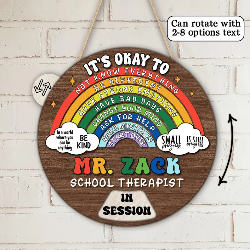 Personalized Rotating School Office Door Sign – Custom Name & Status Messages – view 2