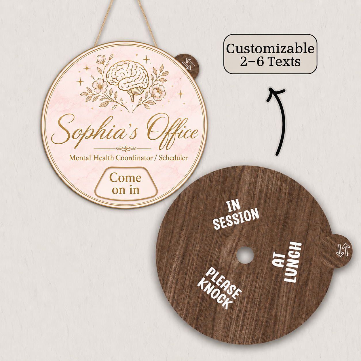 Personalized Rotating Office Door Sign – Custom Name & Status Segments – view 3